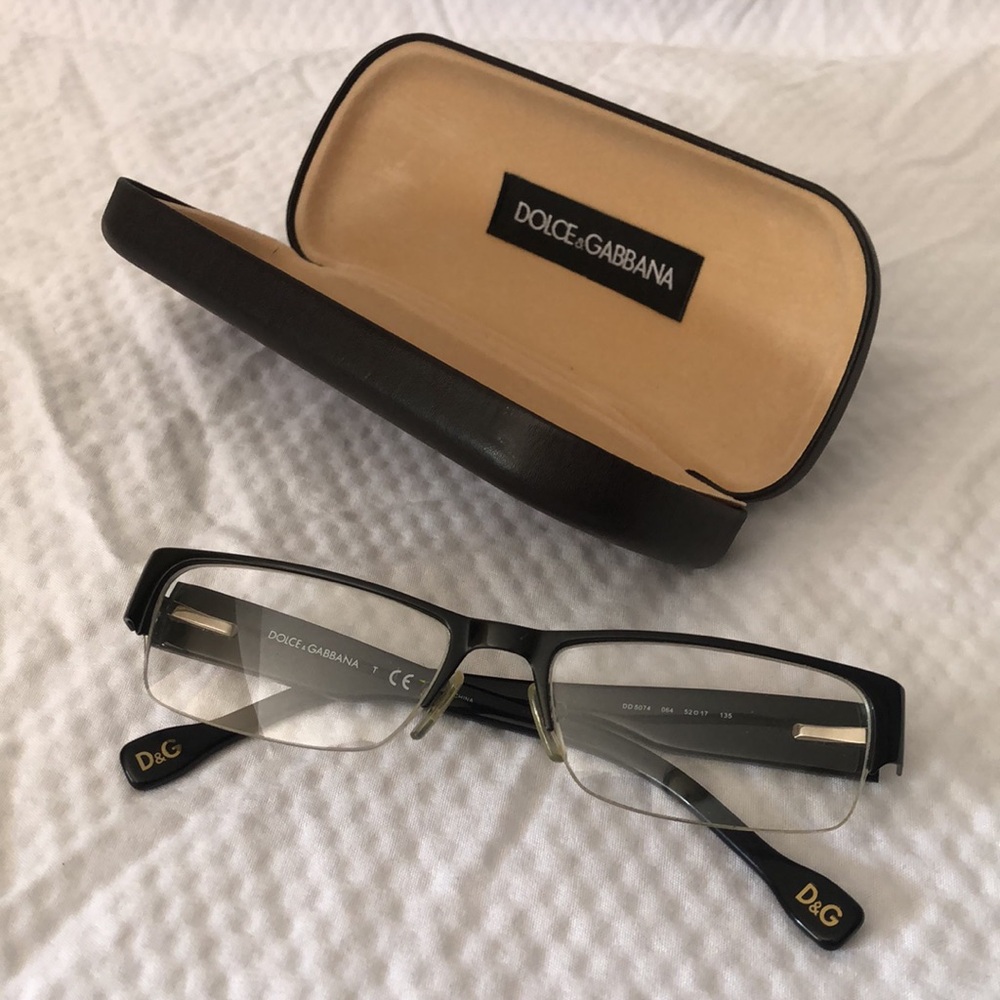 Dolce & Gabbana Black Rim Eyeglasses Glasses w/Case DD5074 064 52017 135